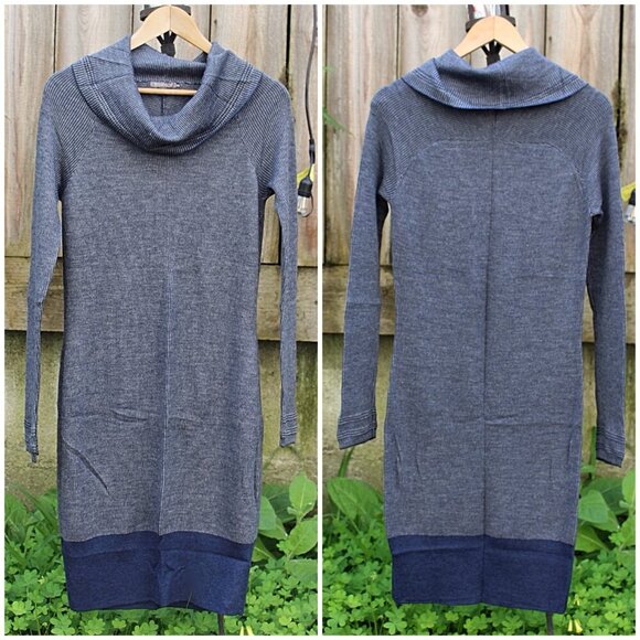 Toad & Co - Uptown Cowl Neck Ribbed Merino Sweater Dress in Navy, size Small - Picture 2 of 12